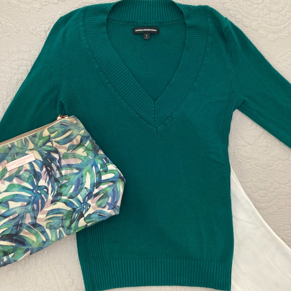 Green V-Neck Sweater